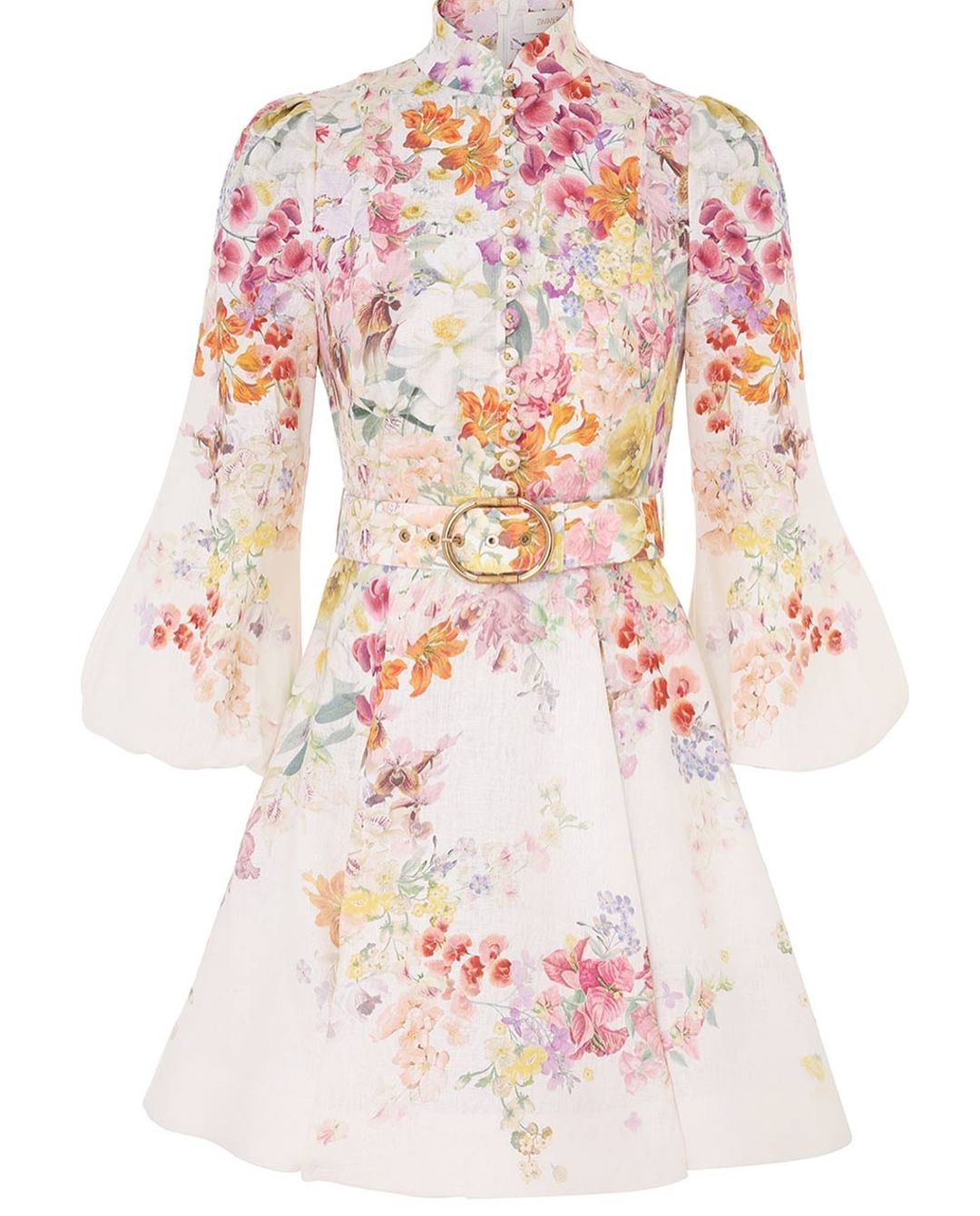 Long Sleeve Lace-Up Floral Dress