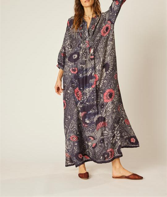 Red Printed Long Sleeve Fall Dress