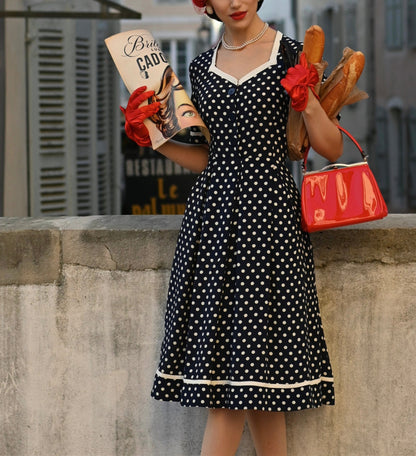 Vintage Polka Dot Midi Dress