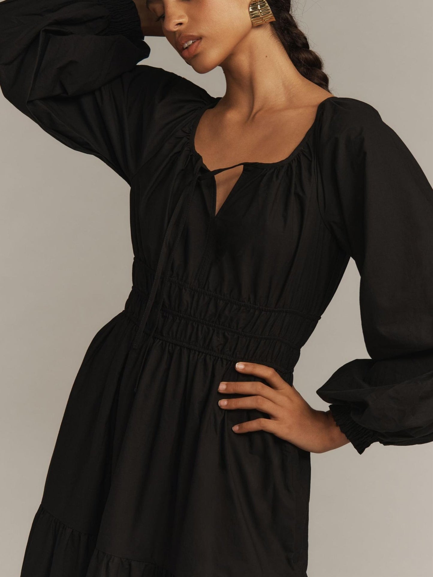 Black Casual Short Sleeve Maxi Dress