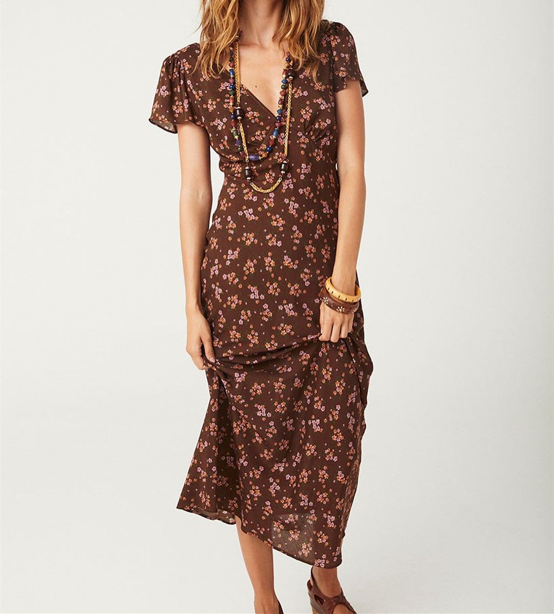 Short Sleeve Floral Maxi Dress