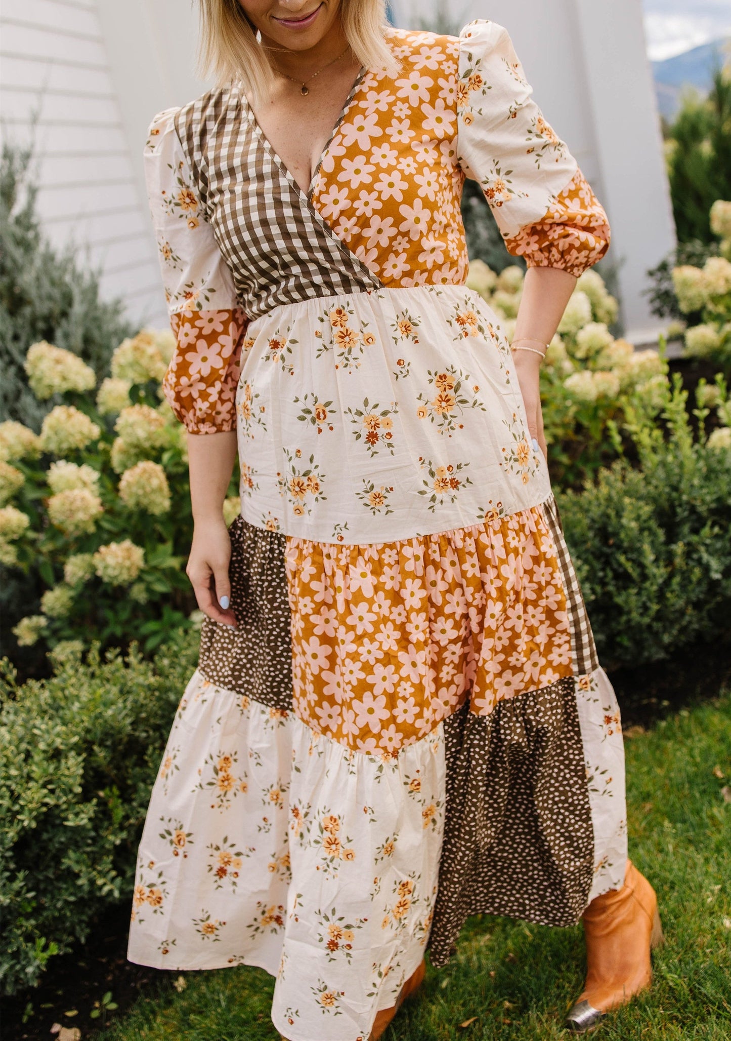 Patchwork Floral Fall Dress