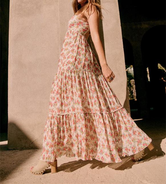 Ruffled Pink Flower Halter Dress