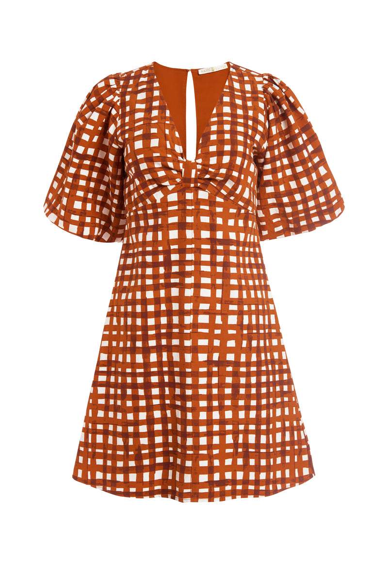 Orange Plaid Mini Dress