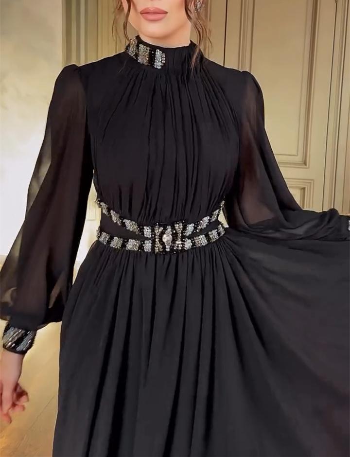 Black Veil and Diamond Maxi Dress