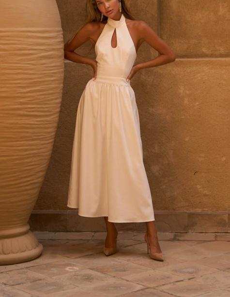 White Strapless Designer Maxi Dress