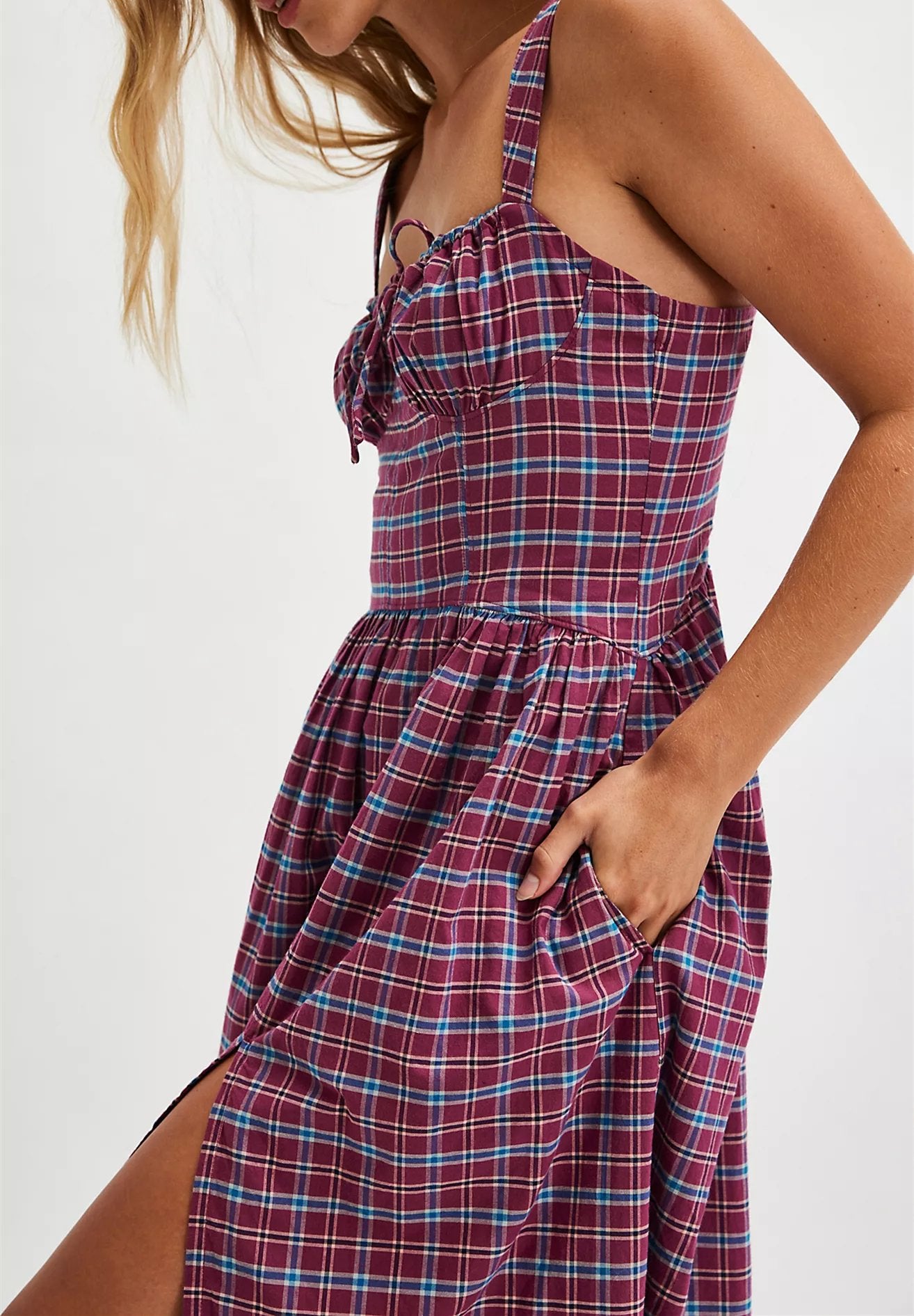 Early Fall Halter Plaid Dress