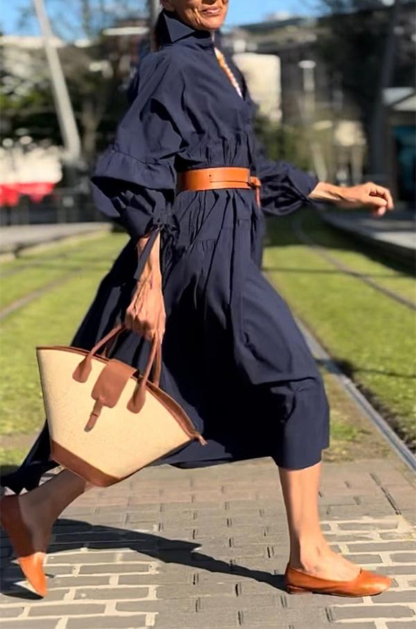 Navy Long Sleeve Autumn Dress