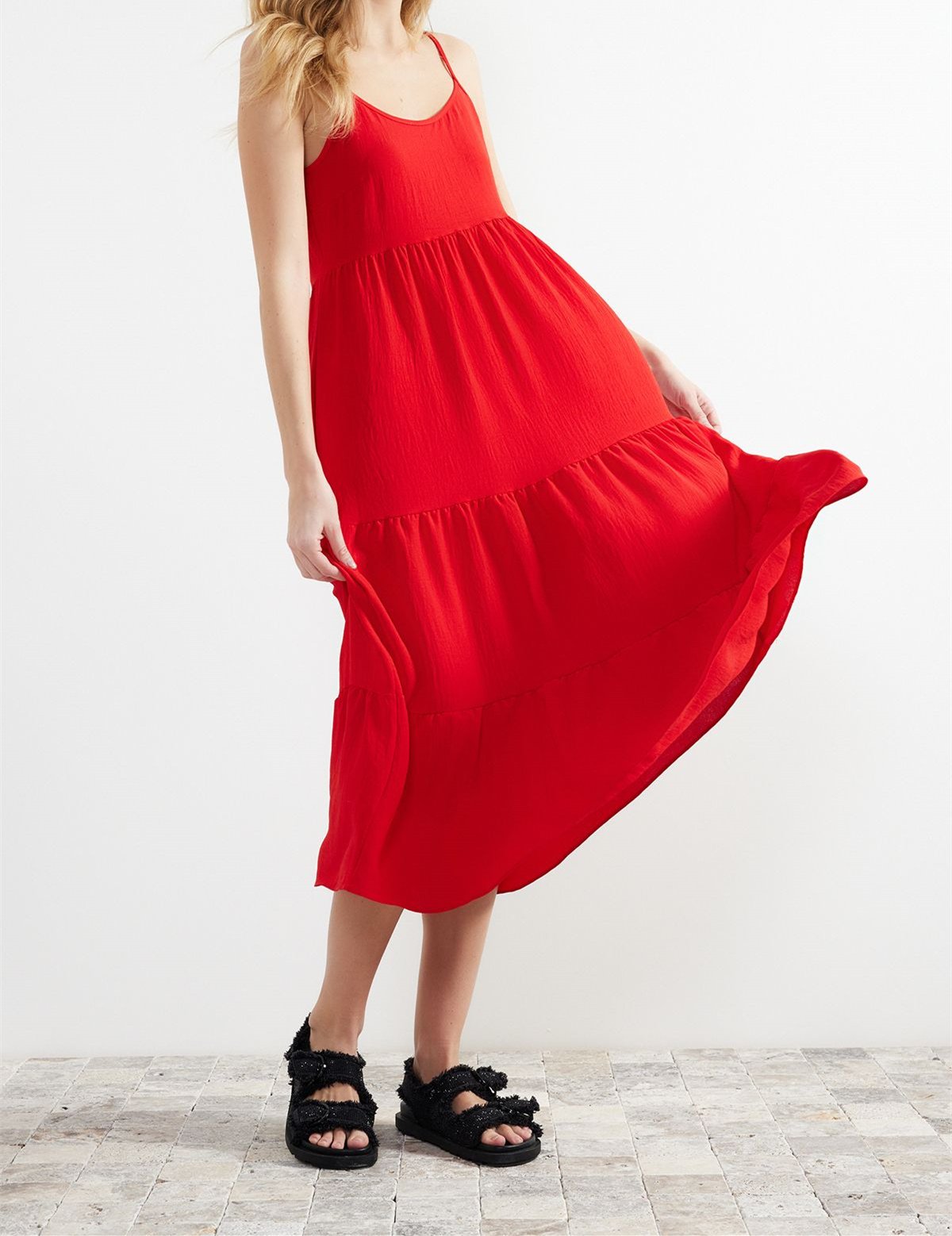 Red Halter Maxi Dress