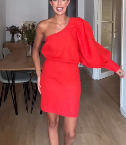 Red One Shoulder Dress