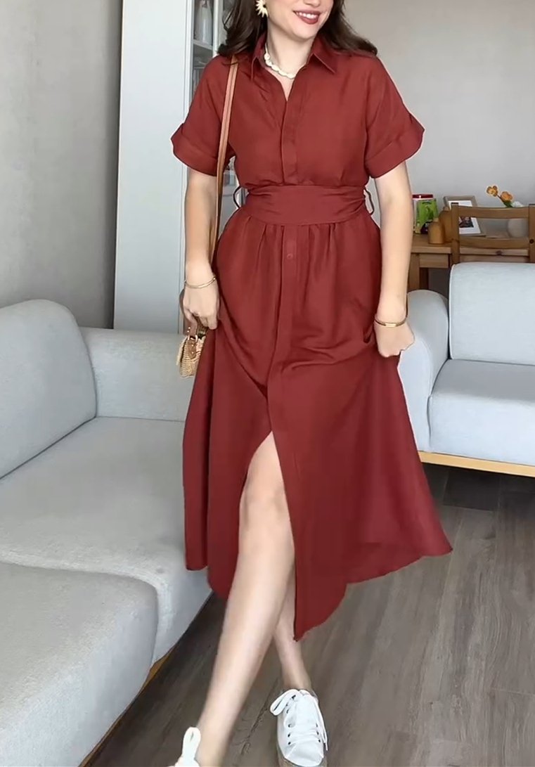 Solid Color Simple Maxi Dress