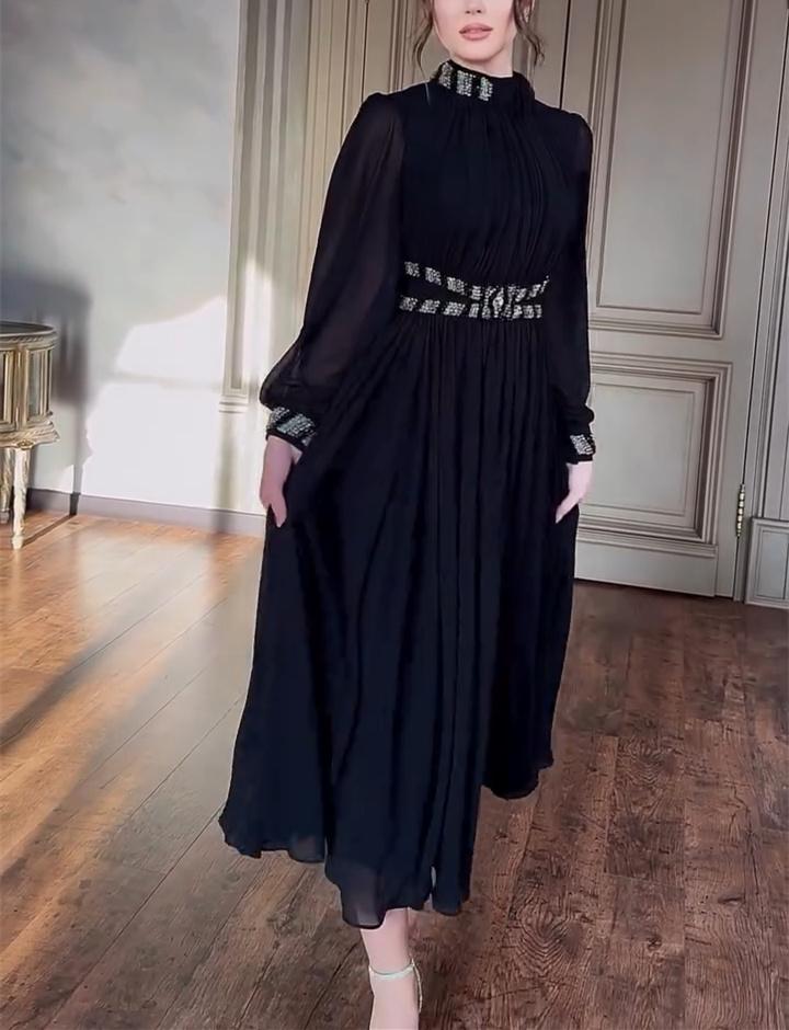 Black Veil and Diamond Maxi Dress