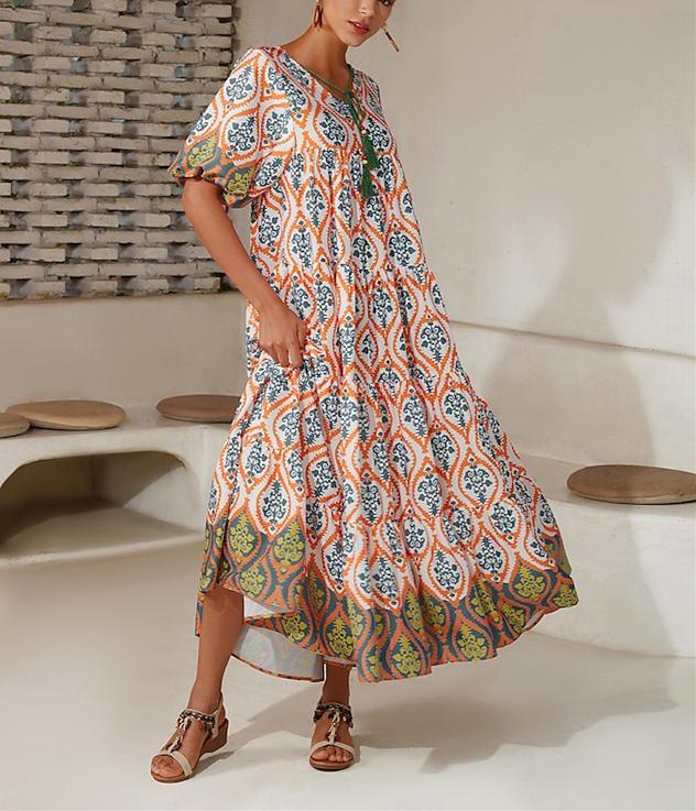 Lantern Sleeve Floral Maxi Dress