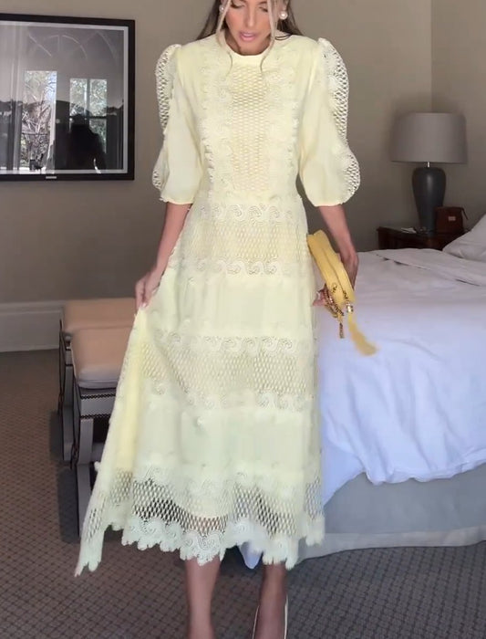 Light yellow cut-out dress