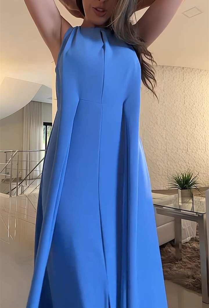 Blue Sleeveless Strappy Maxi Dress