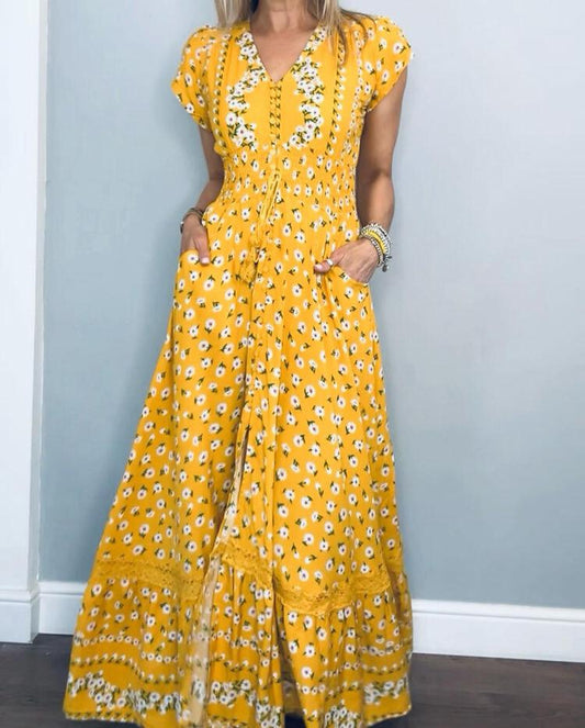 Yellow floral maxi dress