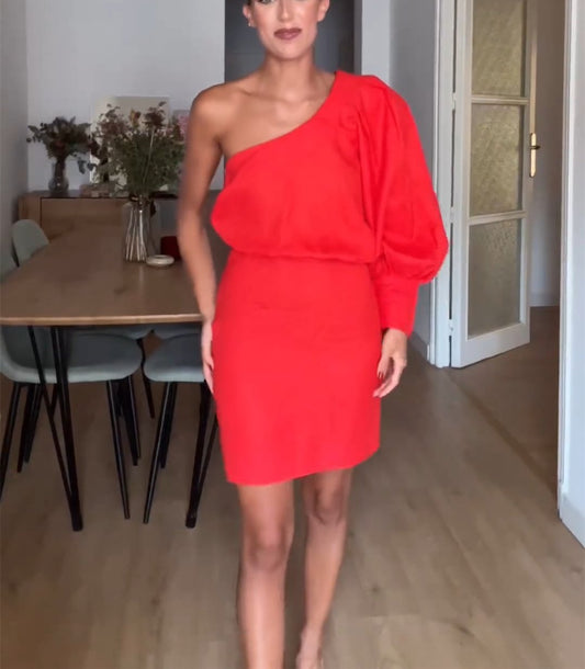 Red One Shoulder Dress