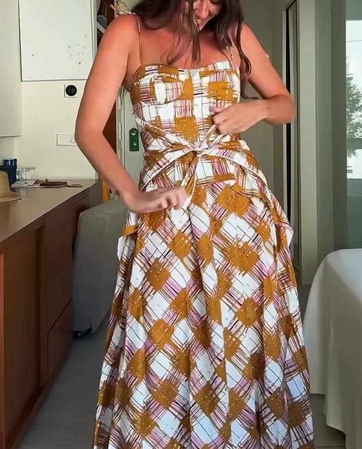 Yellow Lace-Up Dress