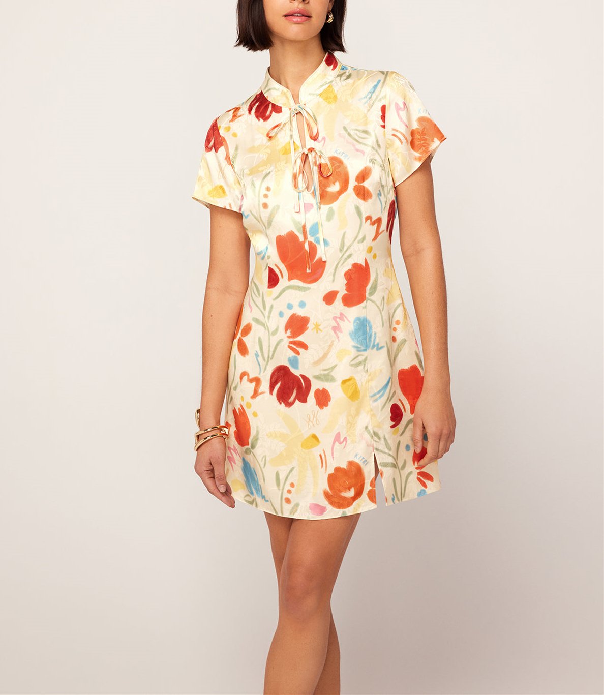 Short Sleeve Printed Mini Dress