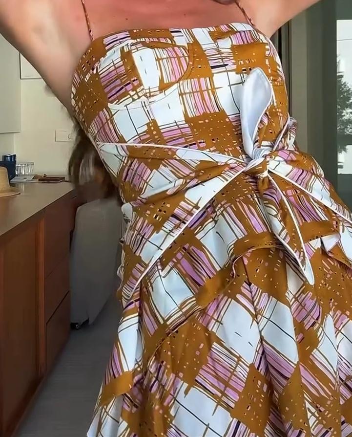 Yellow Lace-Up Dress