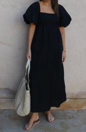 Square Neck Bubble Sleeve Dress