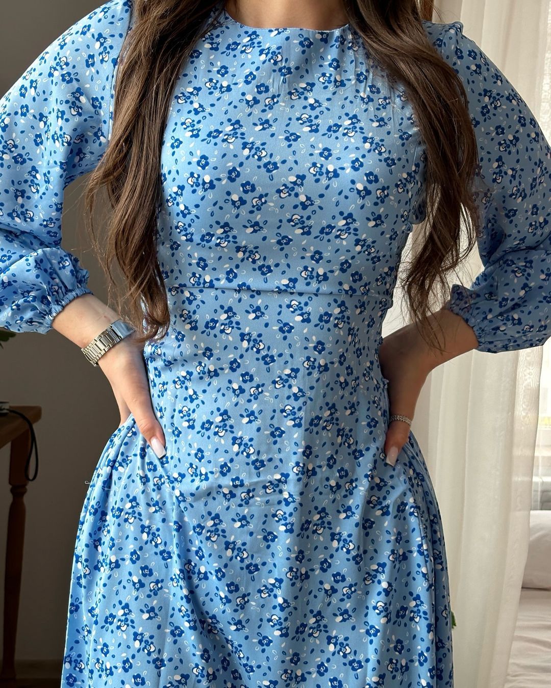 Blue Floral Waistless Maxi Dress