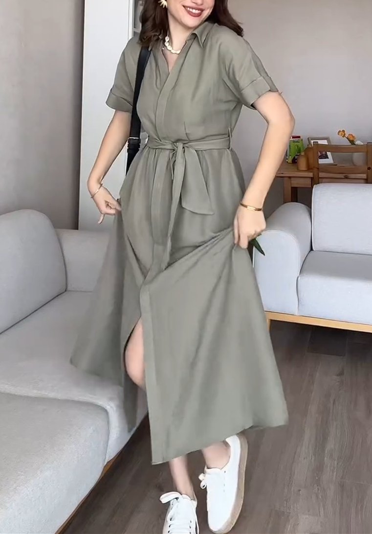 Solid Color Simple Maxi Dress