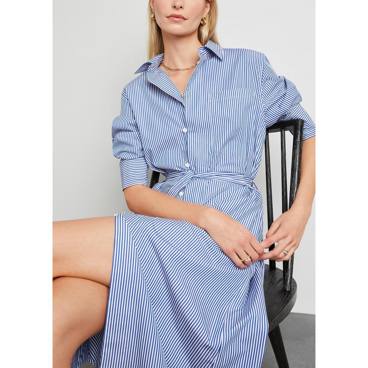 Long Sleeve Lace-Up Shirt Dress