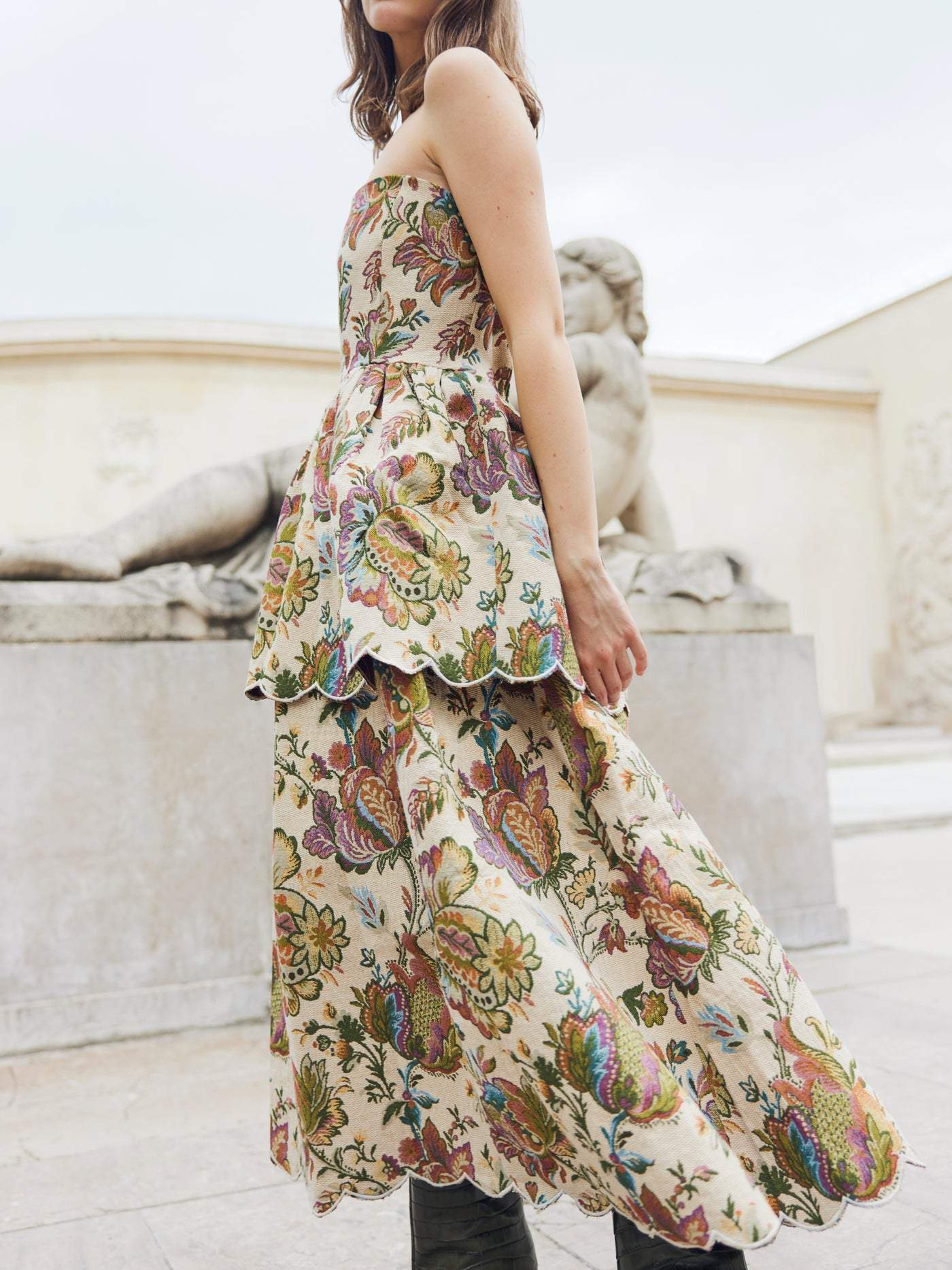 Vintage Printed Layered Sleeveless Maxi Dress