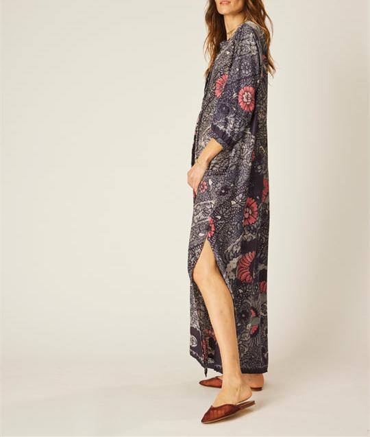 Red Printed Long Sleeve Fall Dress