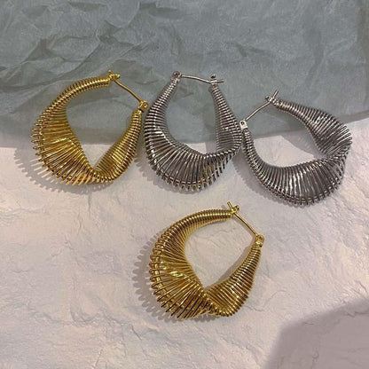 Metallic Twisted Irregular U-shaped Earrings