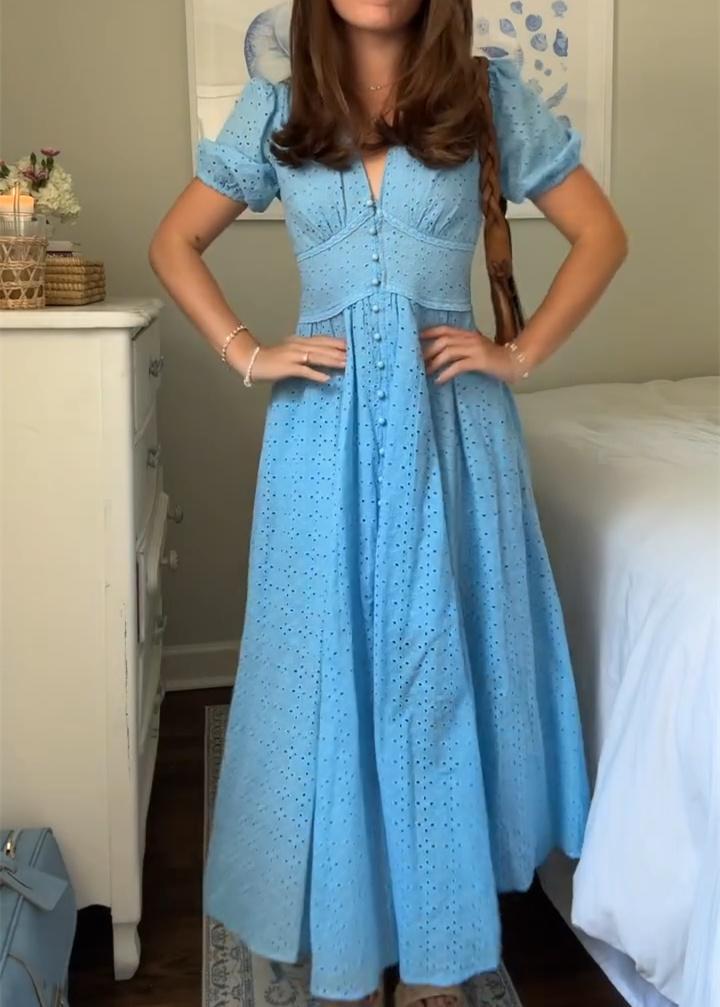 Blue Button Down Dress