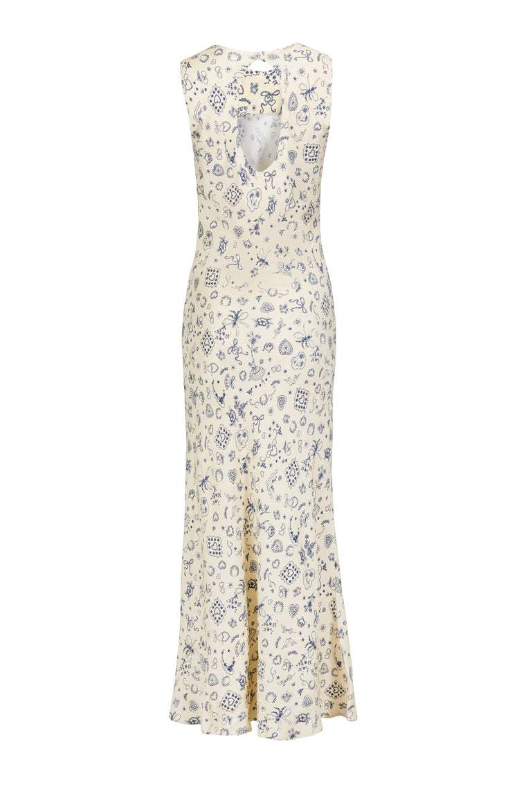 Sleeveless Printed Round Neck Maxi Dress