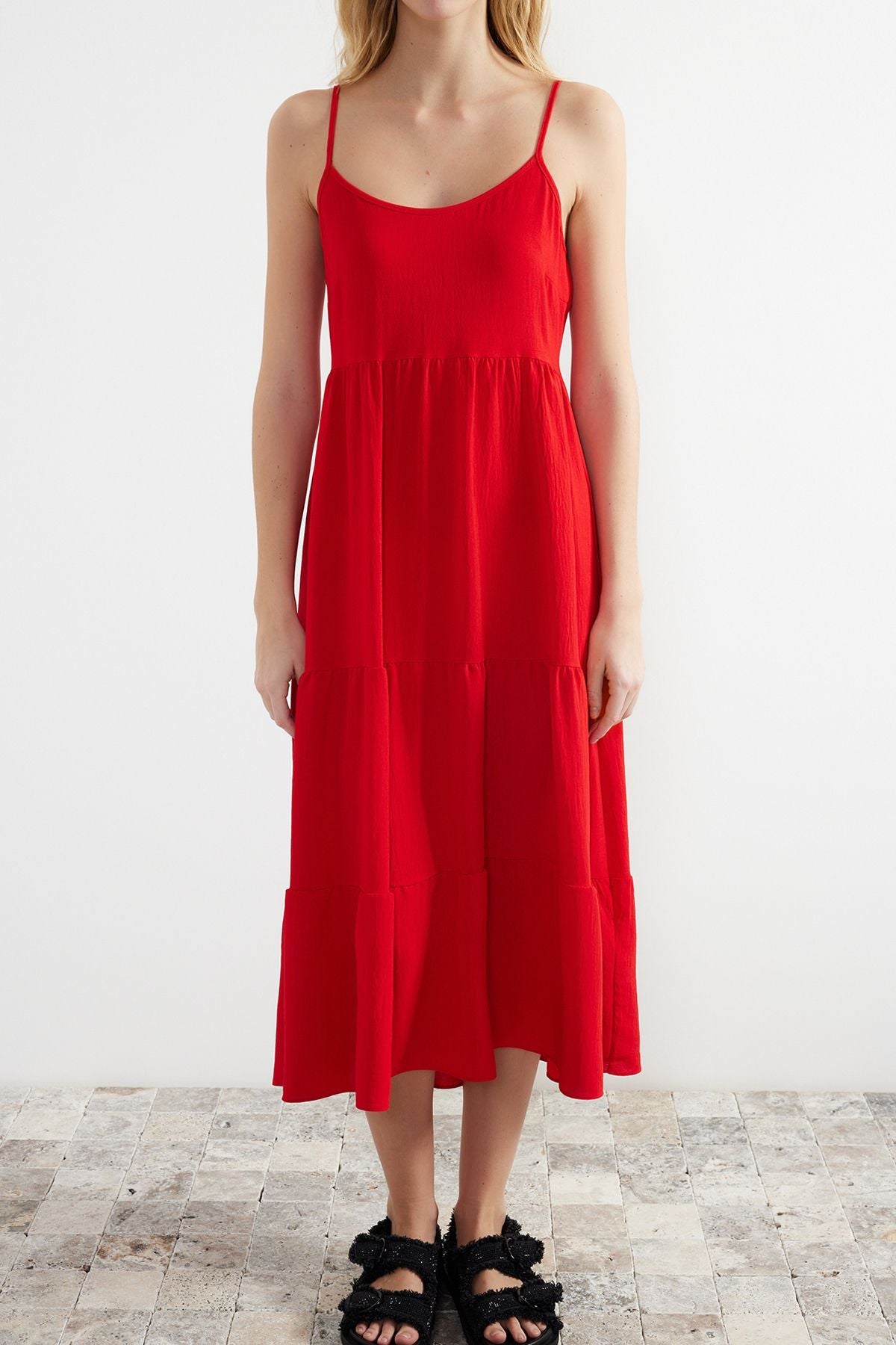 Red Halter Maxi Dress