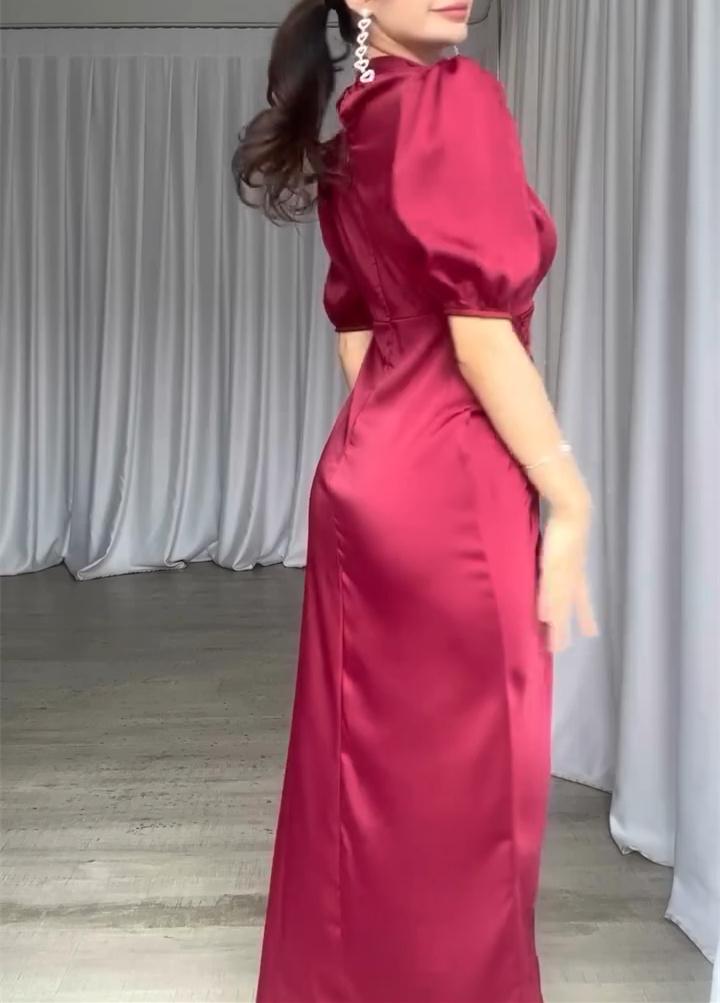 Stylish Red Satin Dress