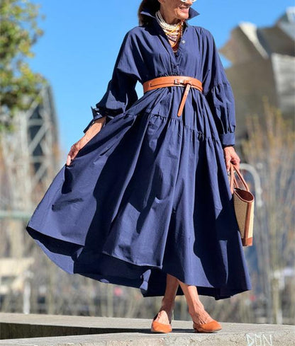 Navy Long Sleeve Autumn Dress