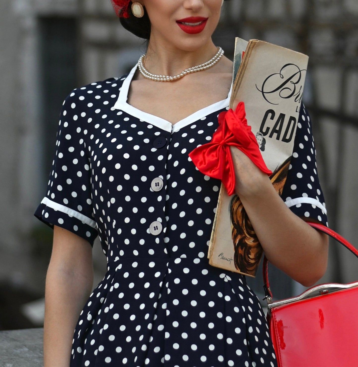 Vintage Polka Dot Midi Dress