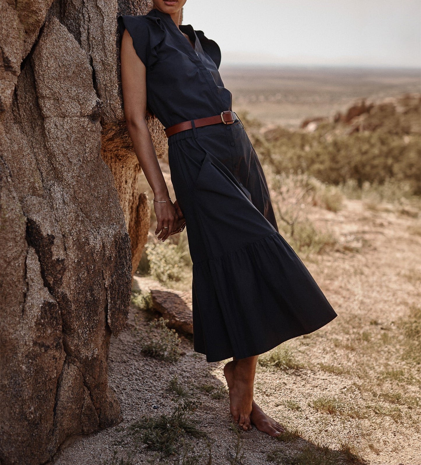 Flying Sleeve Black Dress