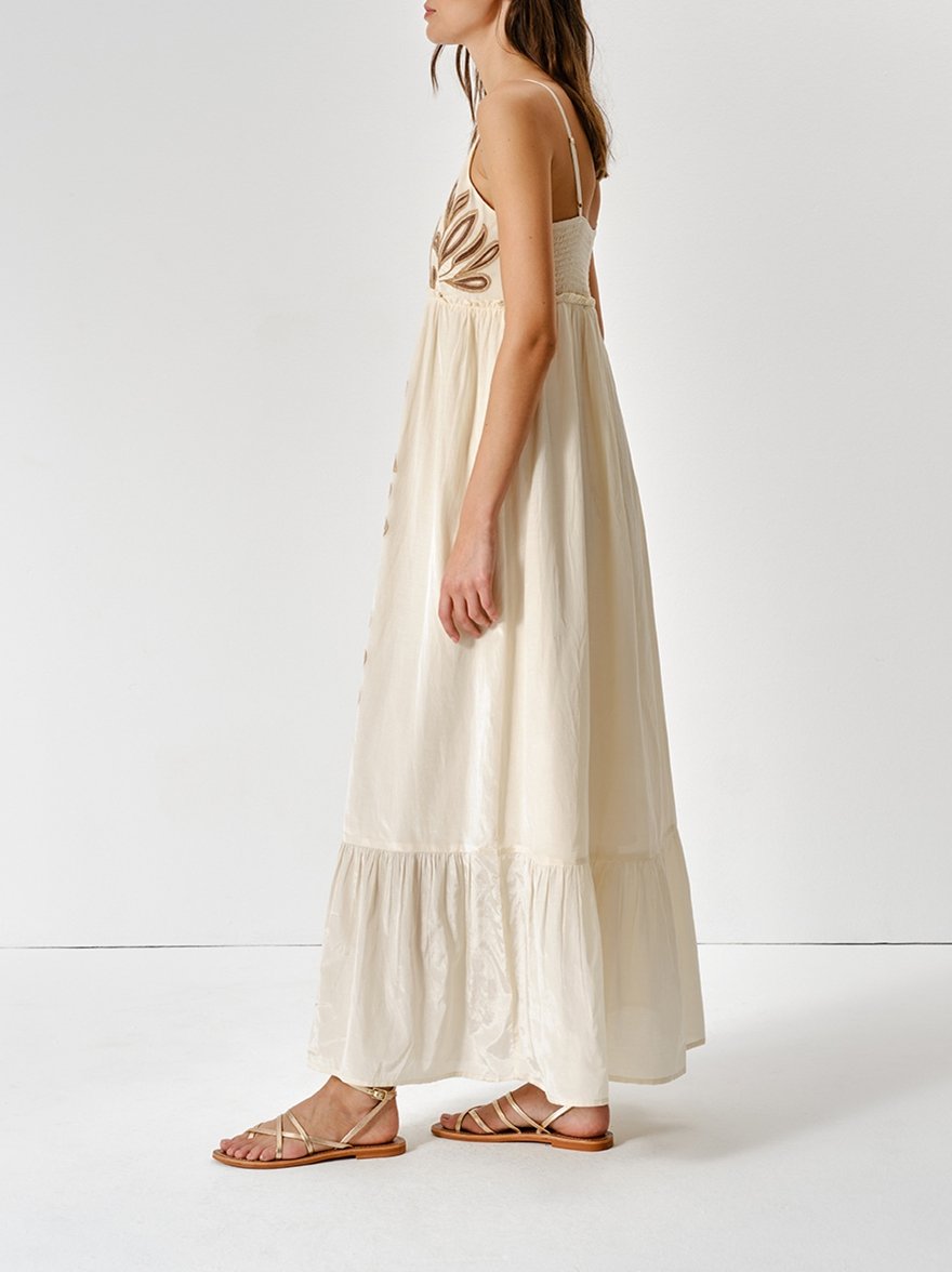 Ruffled Beige Dress