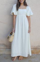 Square Neck Bubble Sleeve Dress