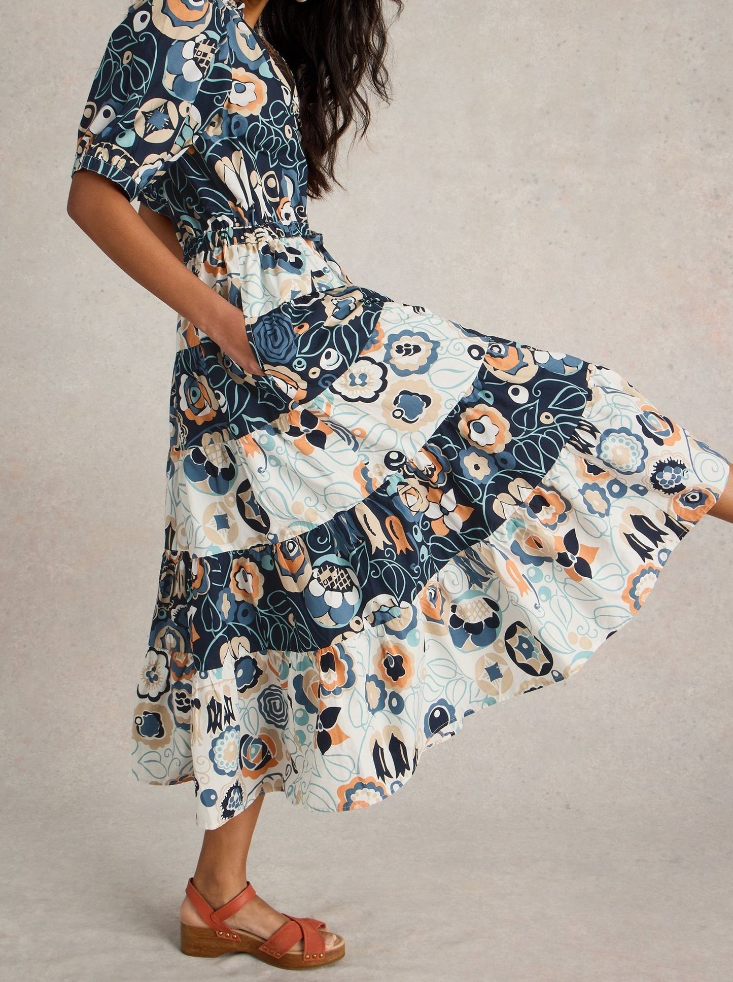 Lantern Sleeve Waistless Floral Dress