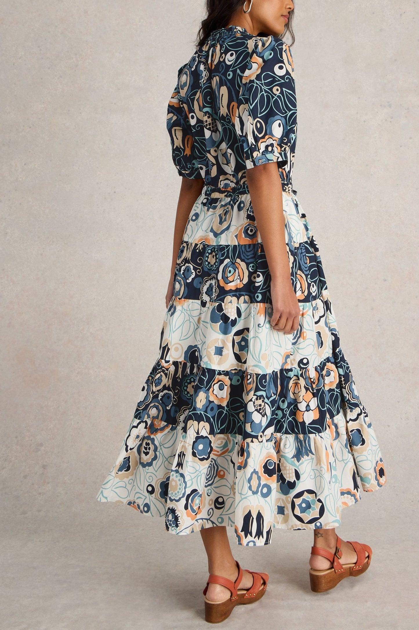 Lantern Sleeve Waistless Floral Dress