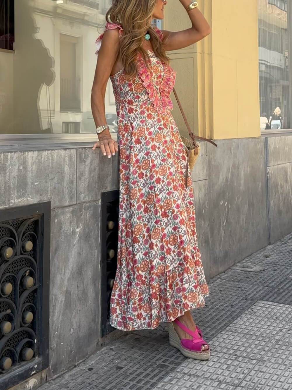 Ruffled floral maxi dress