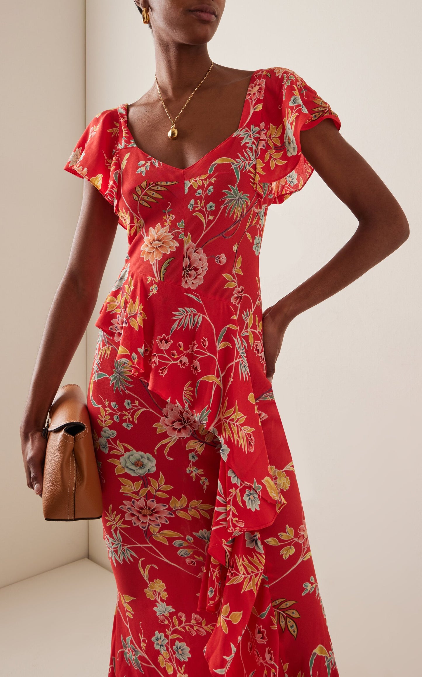 Floral Ruffle Sleeve Dress