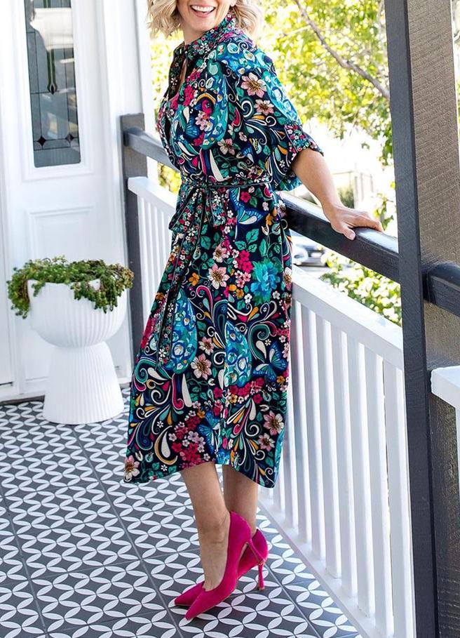 Lapel Floral Dress