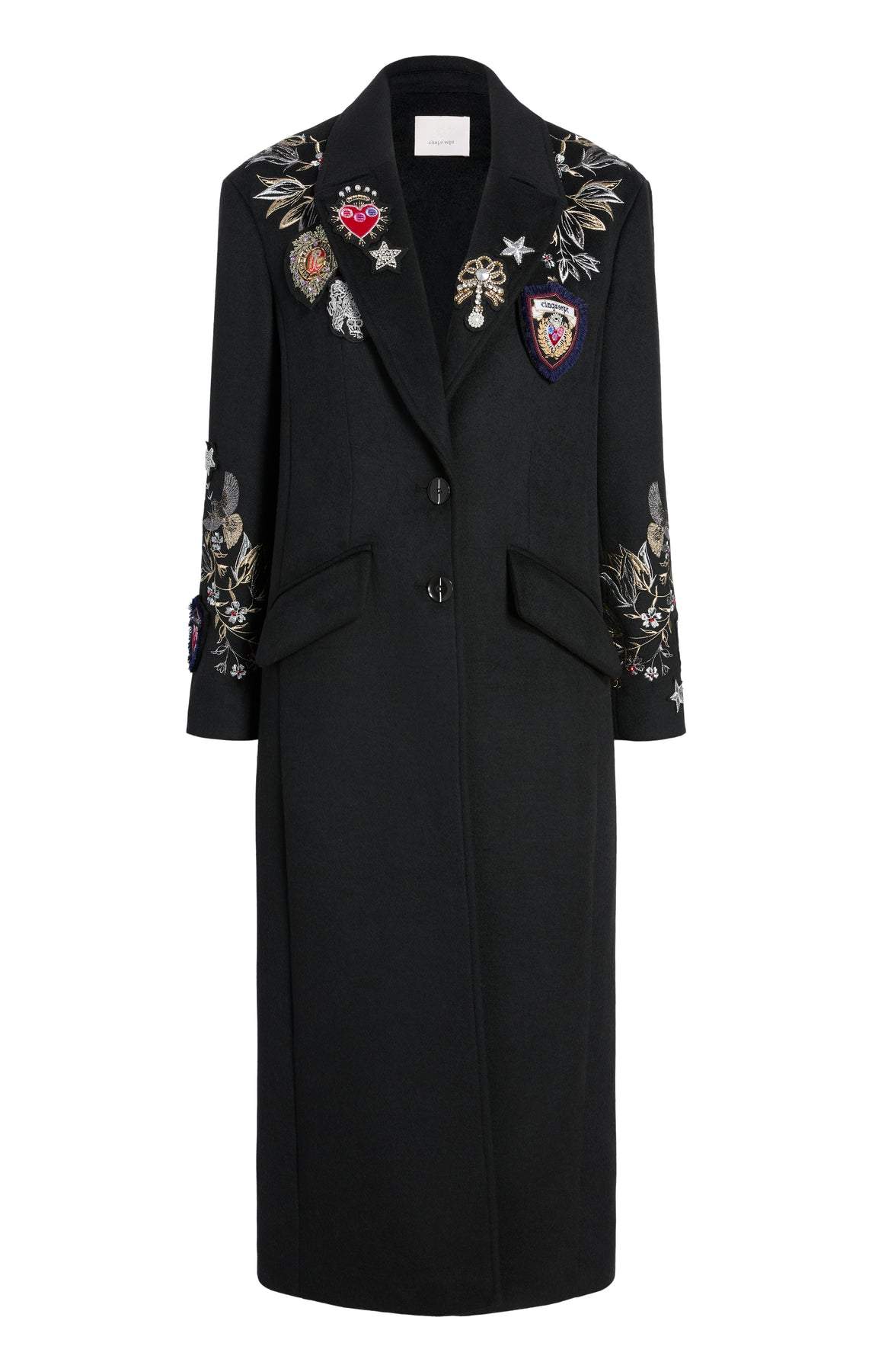 Black Embroidered Long Coat