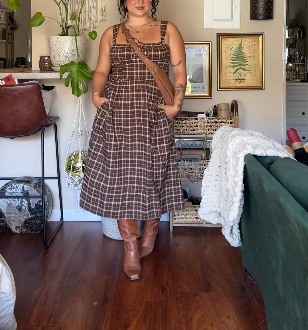 Bow Plaid Halter Dress