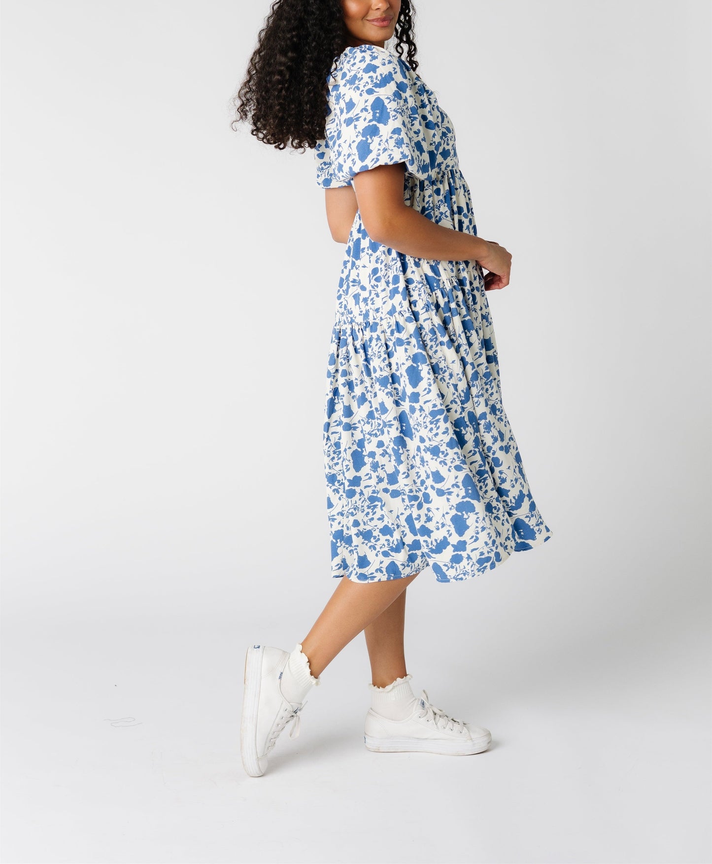 blue floral dress