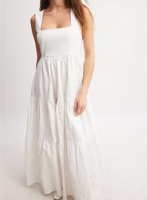 Square neck white dress