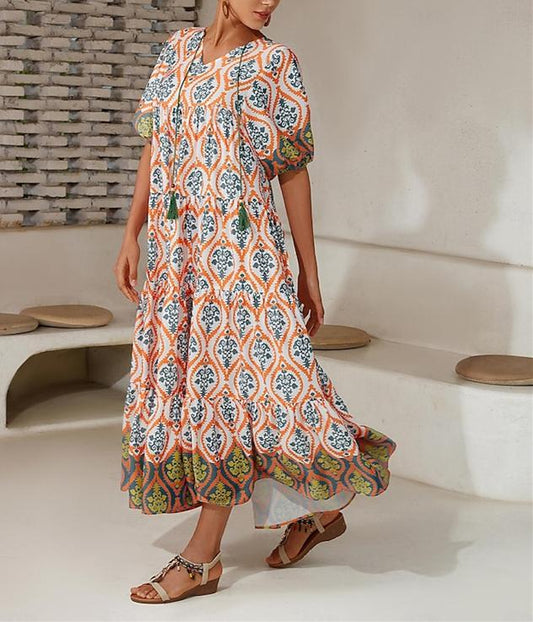 Lantern Sleeve Floral Maxi Dress